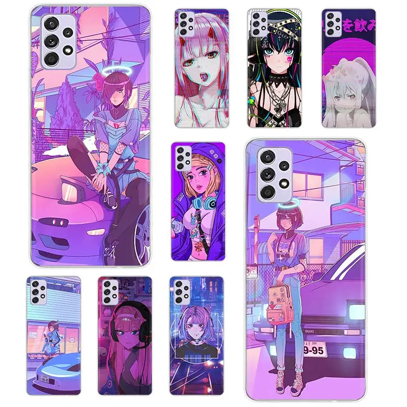 

Vaporwave Girl Car Anime Case Funda For Samsung Galaxy A52s A52 A73 A51 A71 A72 A12 A22 A32 A02s A21S A31 A41 A11 A01 Cover Capa