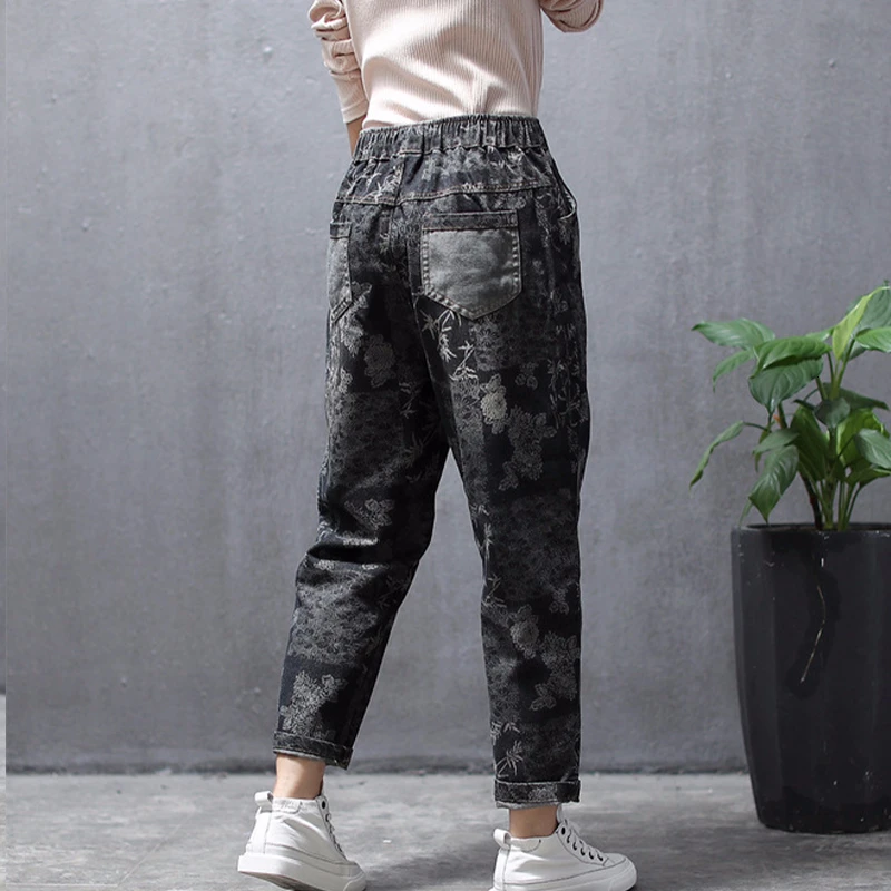 Женские джинсы с цветочным принтом Max LuLu повседневные свободные брюки-султанки в