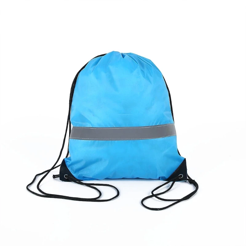 

Drawstring Backpack Bags with Reflective Strip for School Yoga Sport Gym