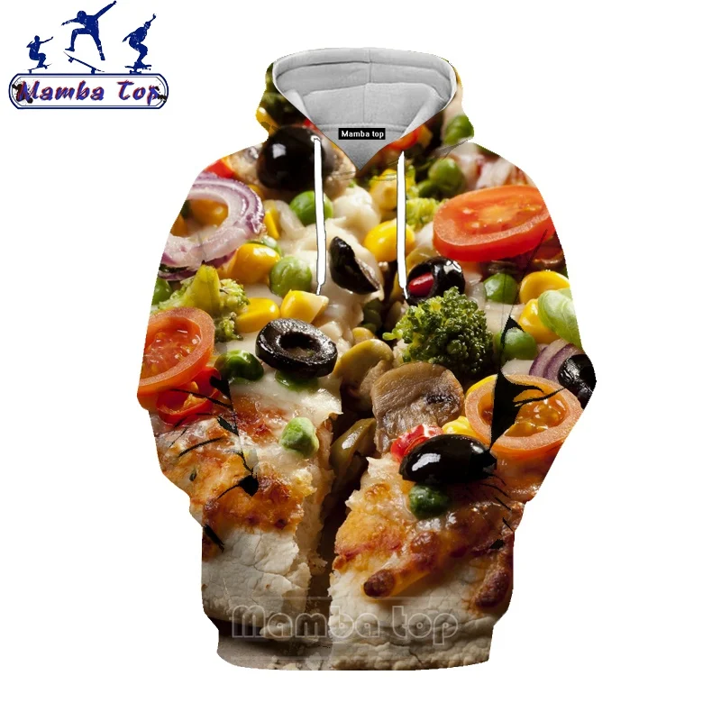 Худи Mamba top с принтом пиццы новейшая Женская толстовка в стиле хип-хоп 3D еды