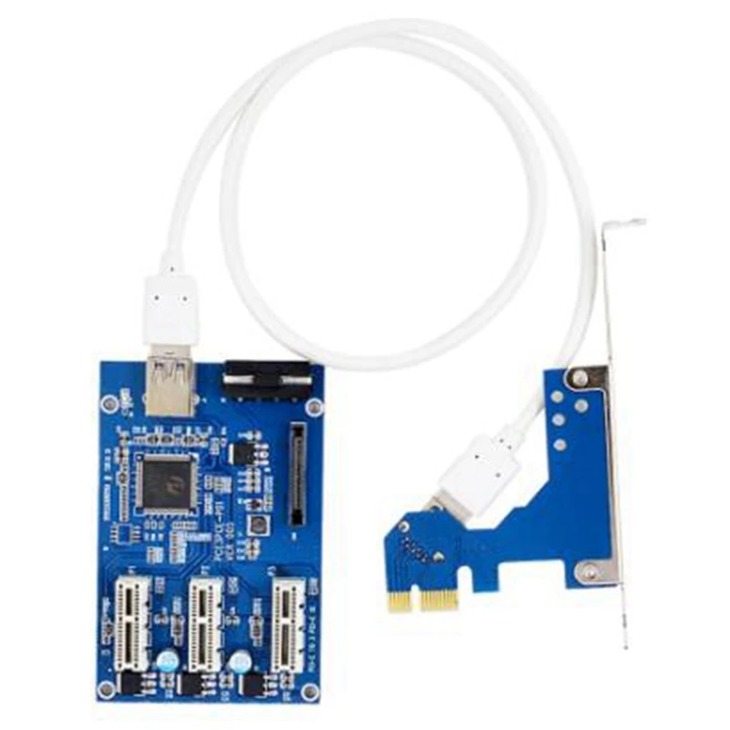 

PCI-E to 3 PCI-E 1X Slots Riser Card Mini ITX to External 3 PCIE Slot Adapter Multiplier Card with 60CM USB3.0 Cable