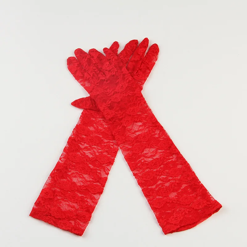 Перчатки женские ультратонкие элегантные длинные пикантные кружевные сетчатые