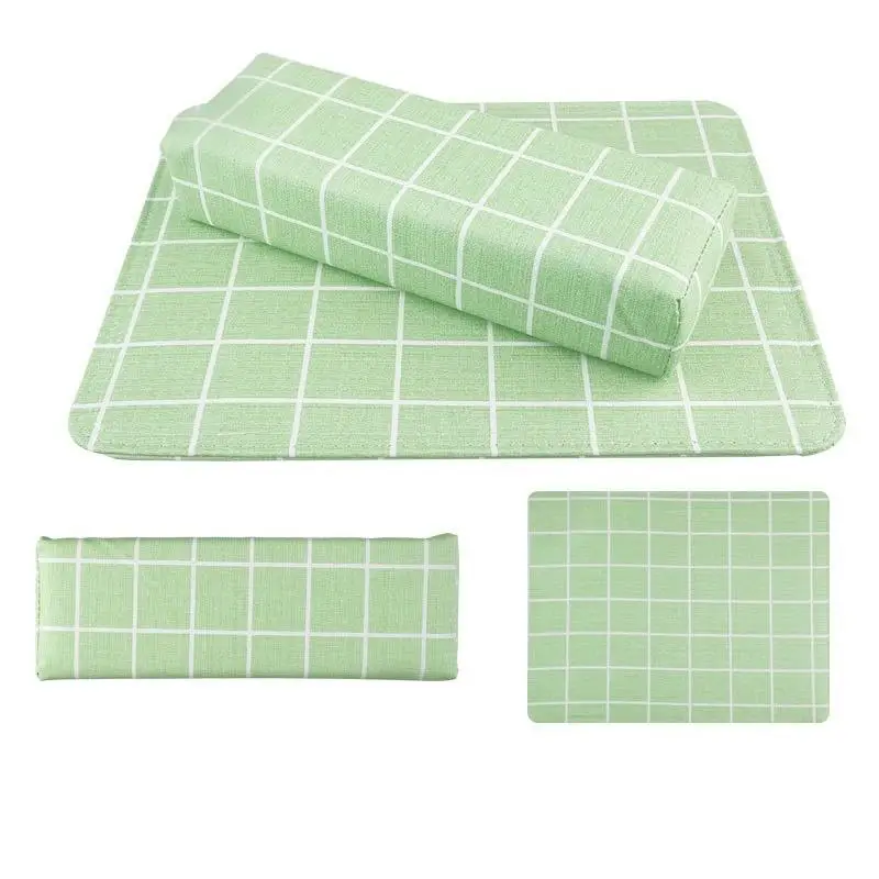 

1 Set Soft Grid PU Leather Hand Rests Washable Hand Cushion Sponge Pillow Holder Arm Rest Nail Art Table Mat Manicure