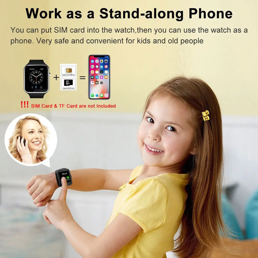 X6 Bluetooth Smart Watch With Camera Support SIM TF Card Touch Screen Alarm Clock Sleep Monitoring Sport Watch For Kid Men Women