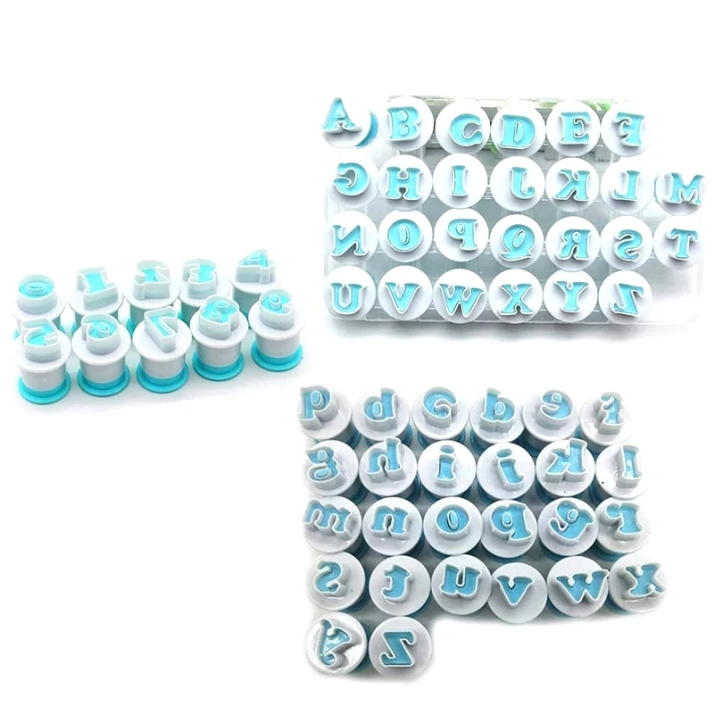 

62PCS Alphabet Number Biscuit Cutter Lowercase Uppercase Letter Cookie Stamp Mold Embosser Cookie Cake Decorating Tool