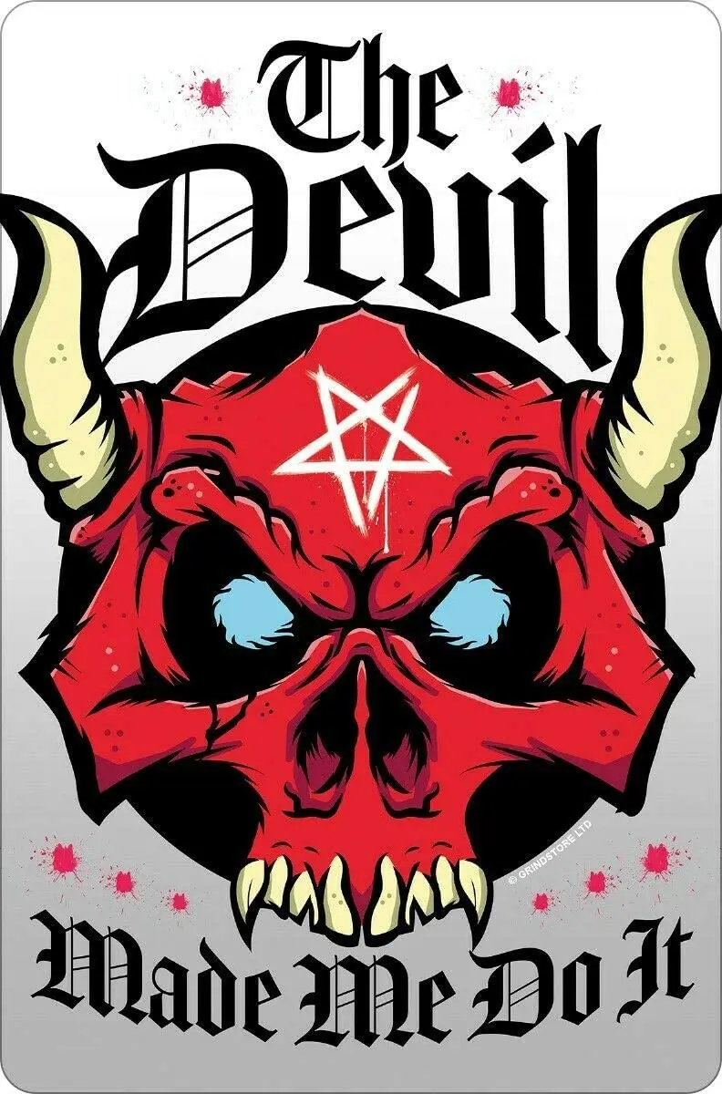 

Devil Made Me Do It Metal Tin Signs 12x8 Inch Wall Decor Kitchen