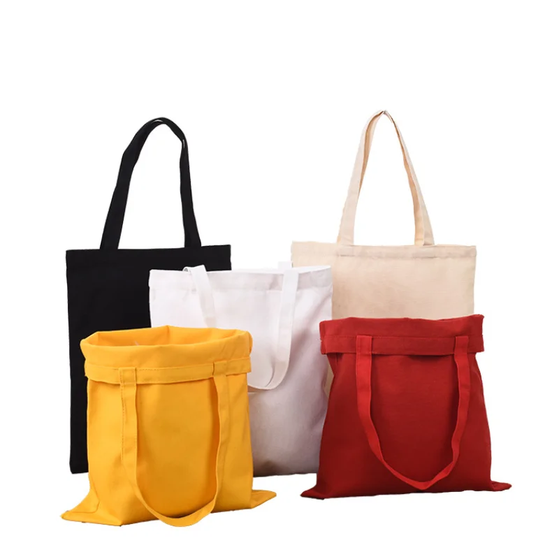 Handbag Solid Color Blank Student Tuition Cotton Bag Canvas Bag Portable Single-Shoulder Bag
