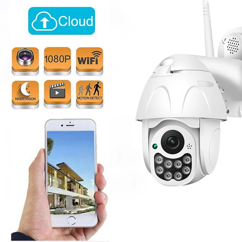 Ip камера Wi Fi 1080P Беспроводная PTZ скоростная купольная видеонаблюдения IR наружного
