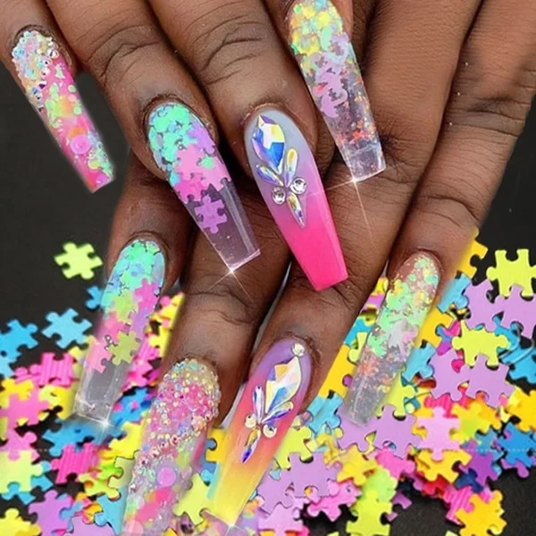 1 шт. маленькая коробка флуоресцентная бабочка Jigsaw Sequins Beauty Nail Art Tips украшения для