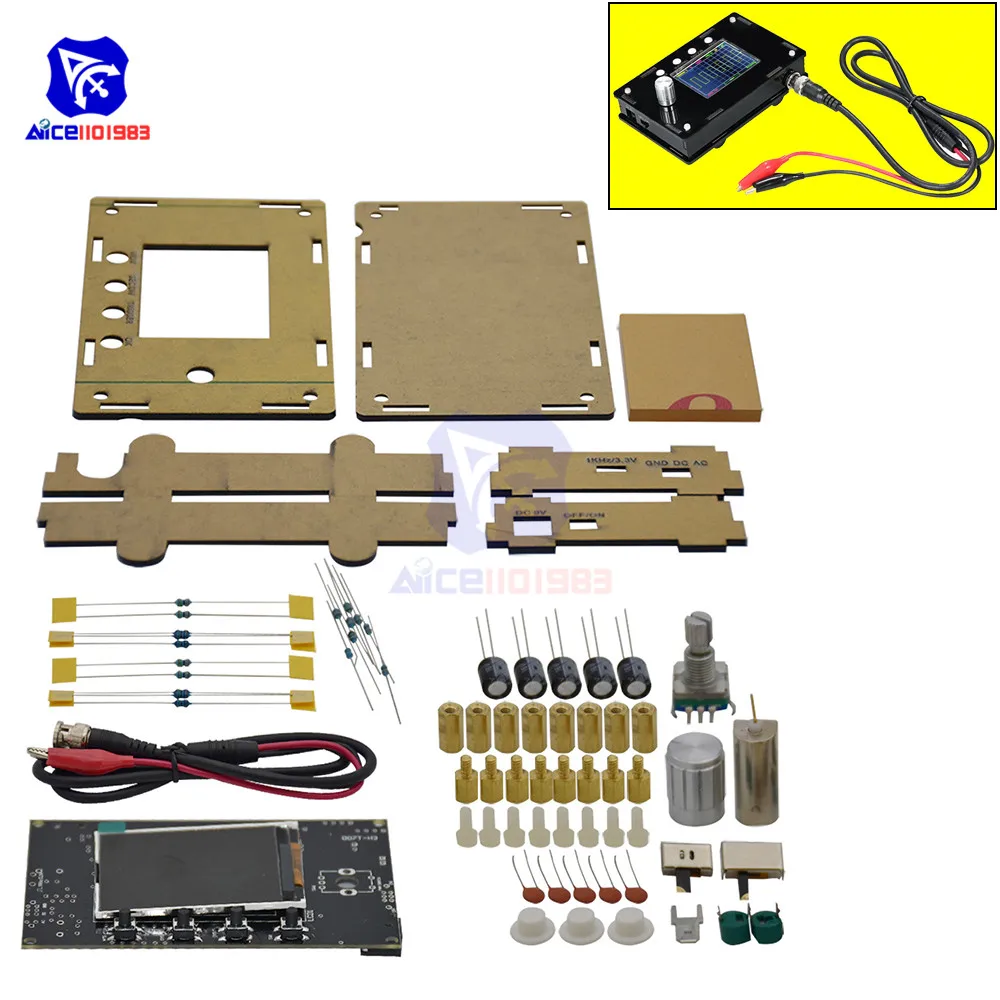 

diymore Weldless DSO328 2.4" TFT LCD Digital Oscilloscope 1Msps 0-200KHz STM32 Chip with BNC Alligator Test Clip Probe