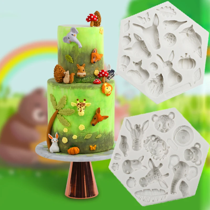 Molde de silicona con forma de búho, León, mono, animales, Fondant, para decoración de pasteles, herramientas para hornear Chocolate, pasta de goma