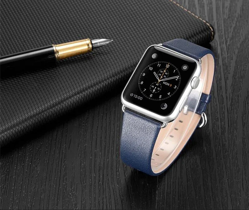 Ремешок из натуральной телячьей кожи 44 мм 40 мм для Apple Watch 42 мм iwatch 5 4 3 ремень 38 мм Женский браслет с разъемом адаптера