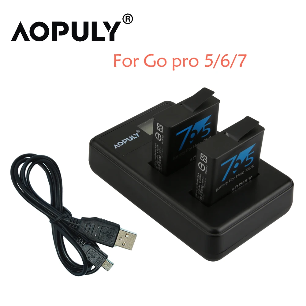Оригинальное зарядное устройство aopuly для GoPro Hero 8 hero 7 черная батарея или тройное