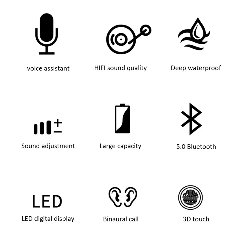 

Hi-Fi Wireless Headphones Bluetooth 5.0 TWS Smart Touch Earphone Noise Cancelling Earbuds Headset LED Display 6800mAh Power Bank