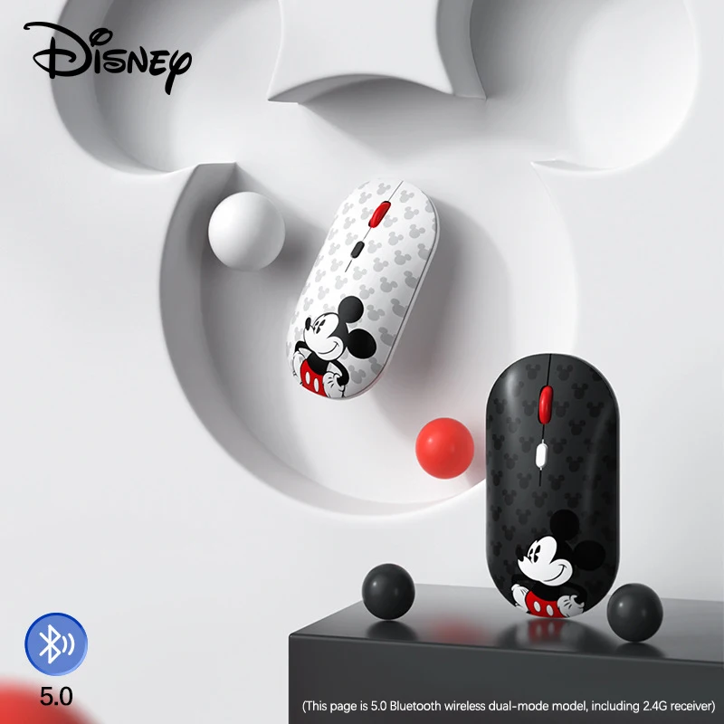 

Disney Mickey 2.4G Wireless Mouse Bluetooth 5.0 Dual Mode 1600 DPI USB Receiver Silent Office Mouse Mice For PC Laptop