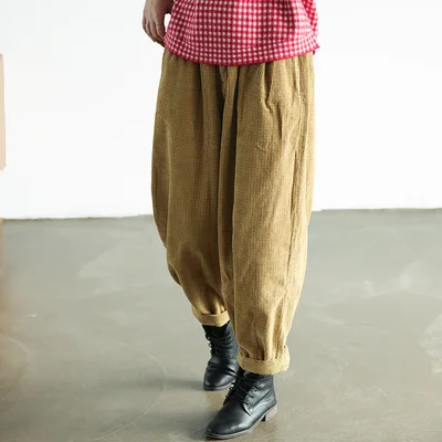 2019 вельветовые осенние и зимние повседневные свободные одноцветные штаны в