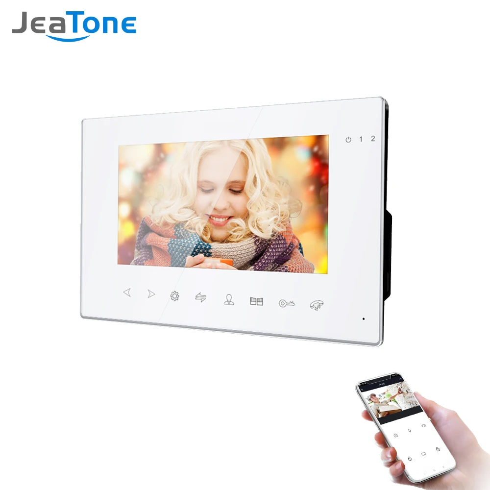 

Jeatone Wifi Indoor 7 Inch Monitor Video Door Phone Doorbell Intercom System Photo Video Recording Taking Wall Mounting Monitor