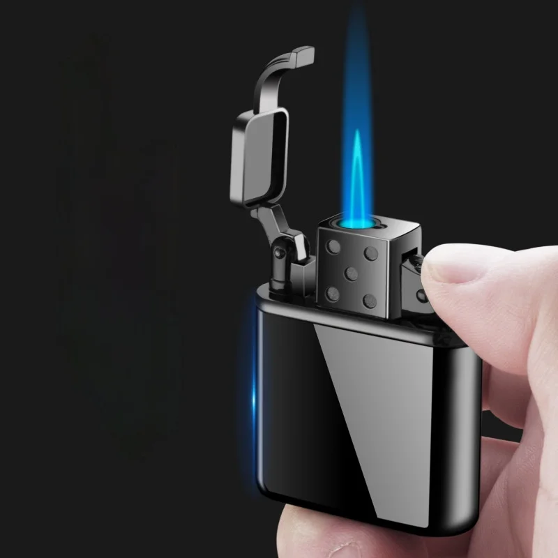 

Personality Retro Inflatable Open Lid Push-type Ignition Straight Into The Blue Flame Windproof Metal Creative Lighter Men Gift