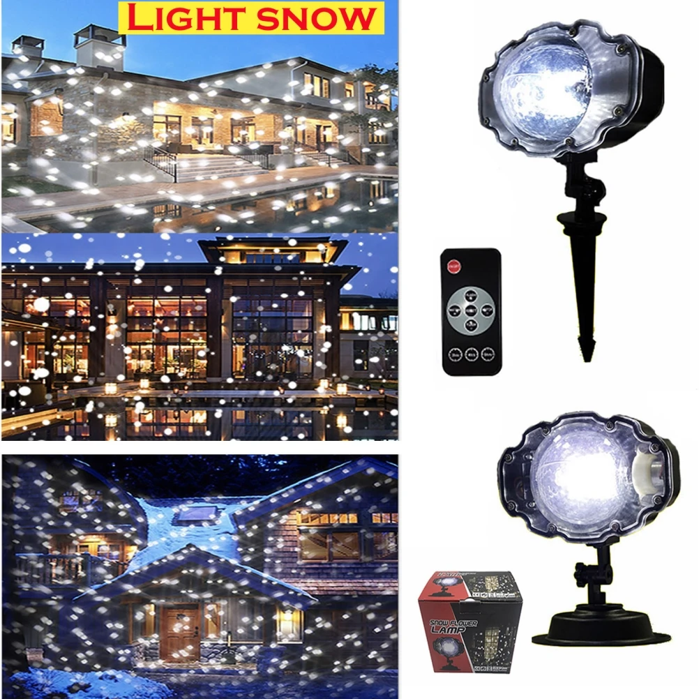 

Christmas Snowfall Projector Lights with Remote Control LED Snowfall Pattern Projection Lamp Angle Adjustable Snow Spotlights