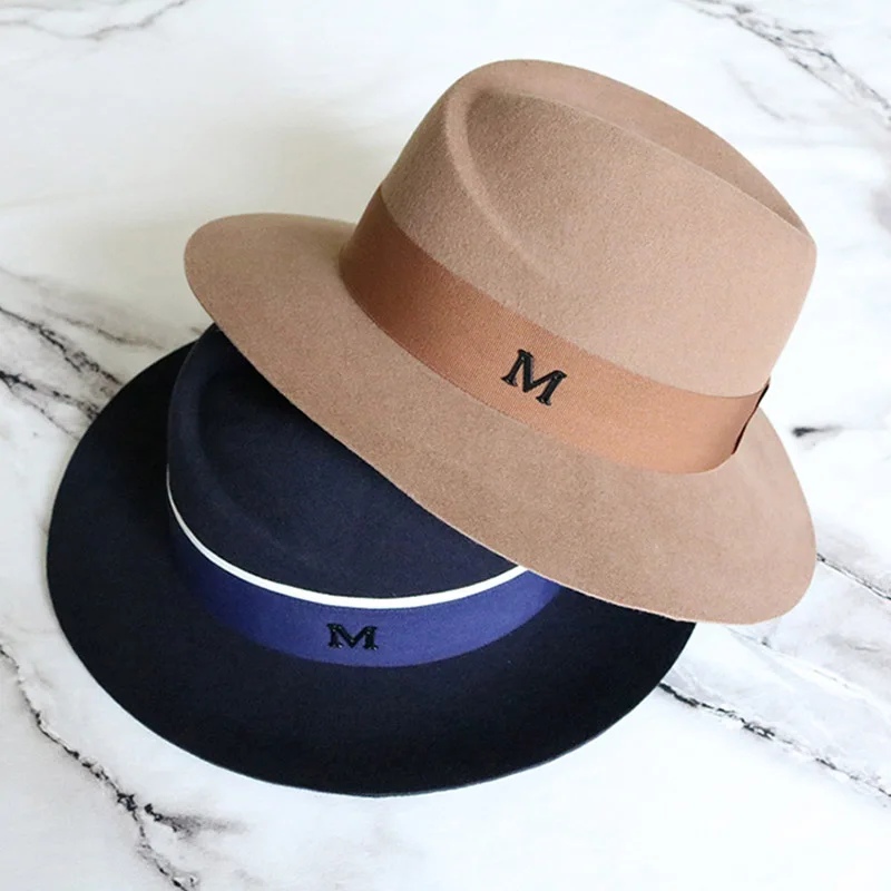 Шляпа женская с широкими полями теплая Федора из австралийской шерсти шляпа