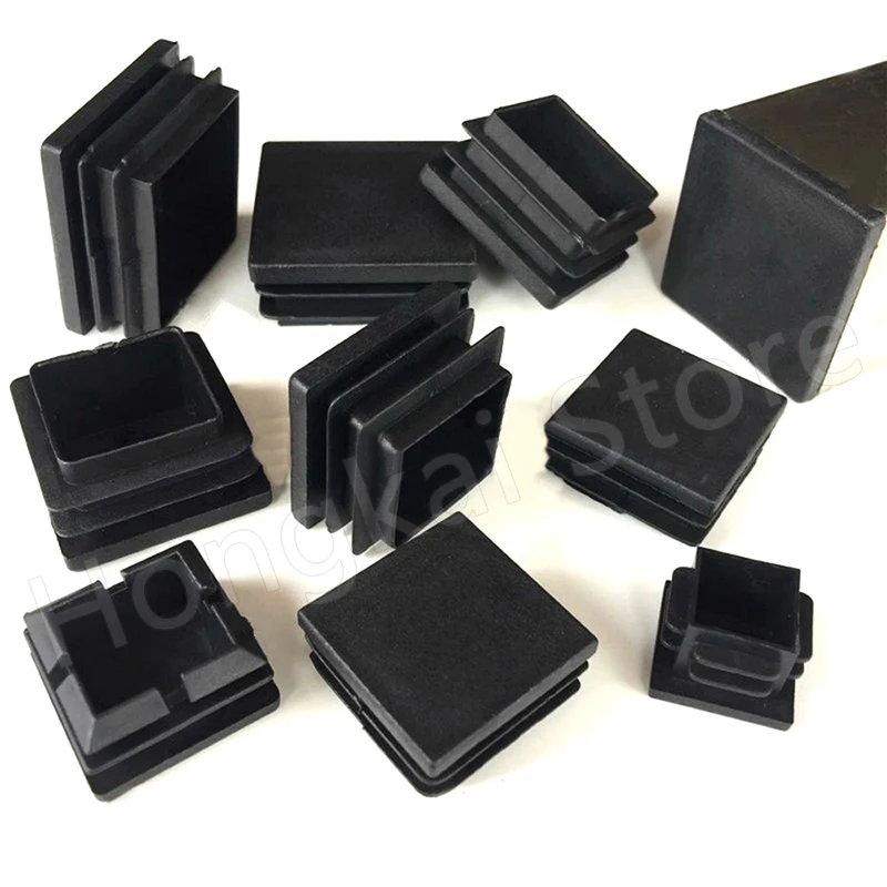 2-16PCS PE Plastic Black Square Tube Plug 10x10mm~100x100mm Blanking End Caps Pipe Inserts Bung Chair Feet | Мебель