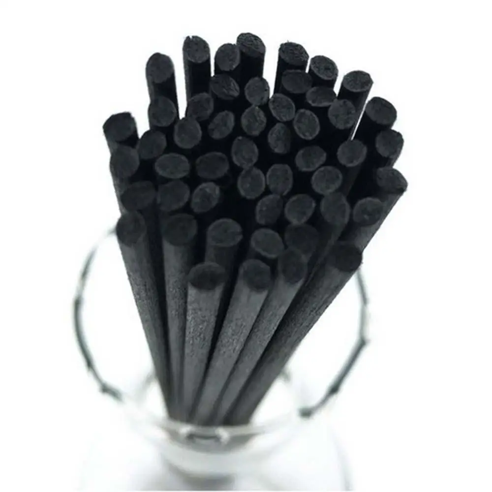 

50 Pcs Black Rattan Reed Diffuser Sticks Replacement Fiber Essential Oil 20cm 3mm