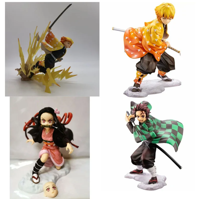 

New Demon Slayer Action Figure Zenitsu Tanjirou Nezuko Dolls PVC Anime Kimetsu no Yaiba Figure Model Toys Collection for Fans