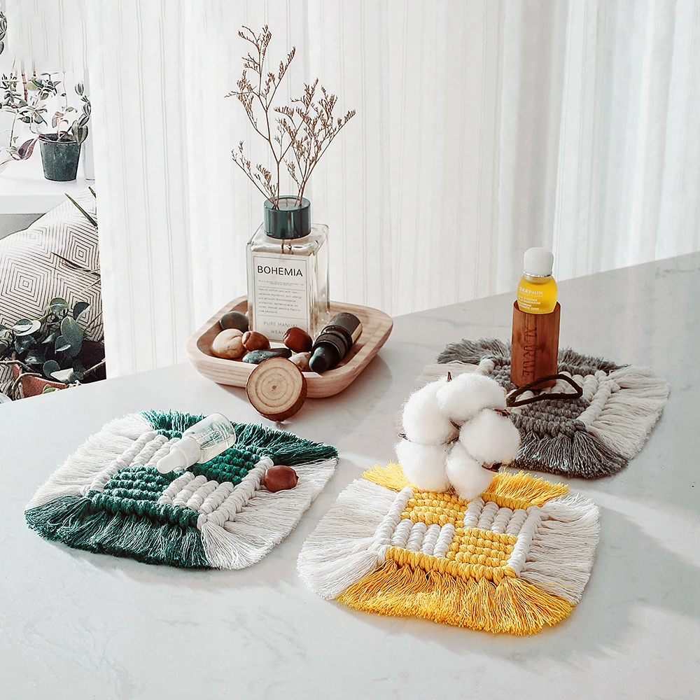 1 шт. хлопок вязаный коврик для кухонного стола столовых стол чашки Coaster каминные