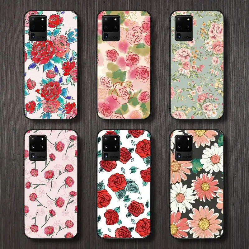 

Retro cartoon artistic flower Phone Case For Samsung galaxy A S note 10 12 20 32 40 50 51 52 70 71 72 21 fe s ultra plus