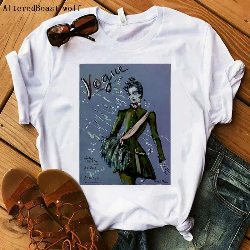 

VOGUE Summer T Shirt Women Japanese girl Printed Female T-shirts Women O-neck Tops Tee Shirt Femme Harajuku Casual Clothing