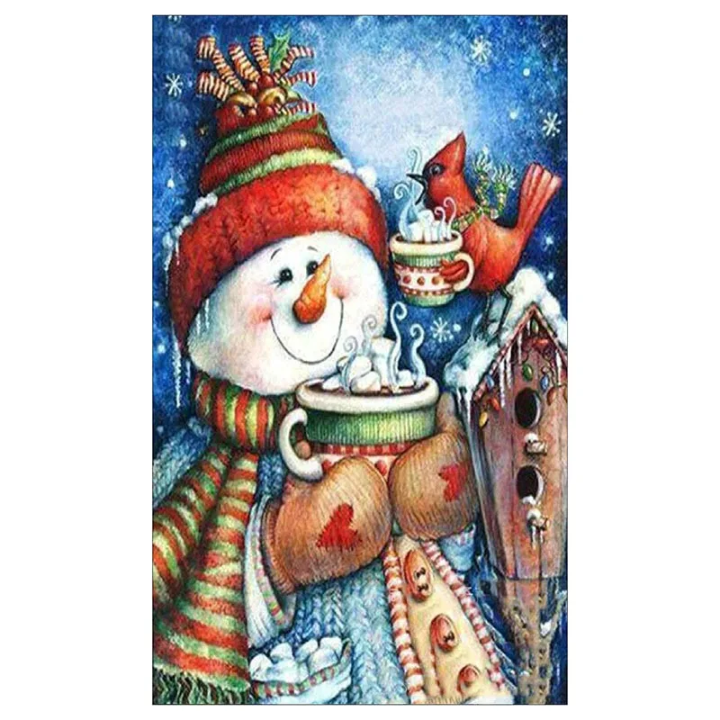 

Creative 3D Embroidery DIY Kit Diamond Painting Rhinestone Rectangle Multicolor Christmas Snowman Home Living Room Decoration