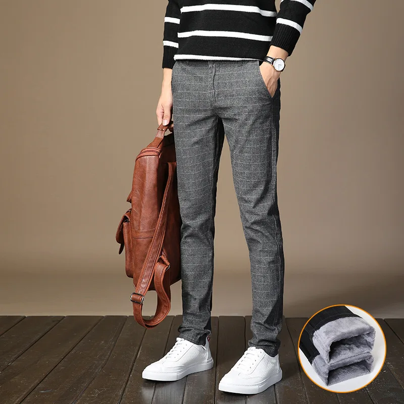 Брендовые мужские Зимние флисовые пушистые утепленные повседневные брюки