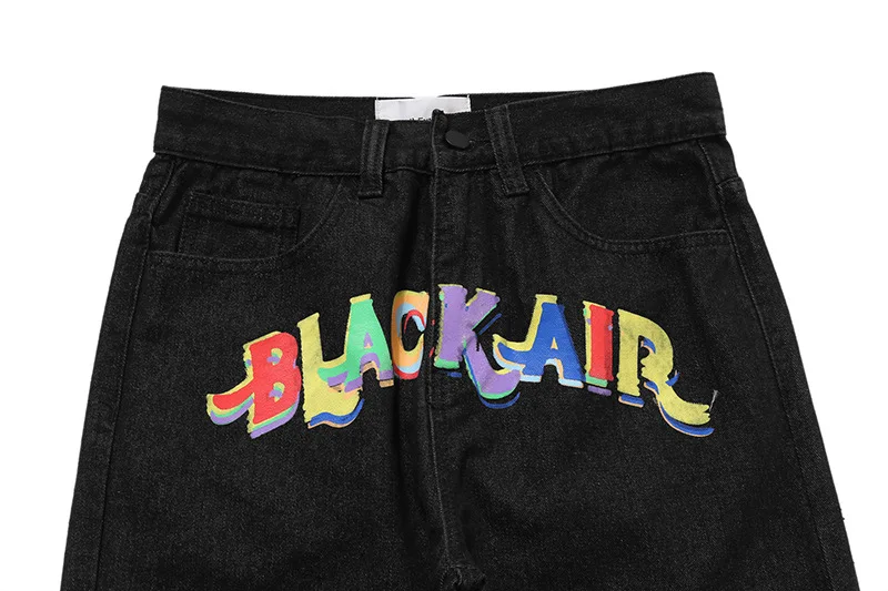 

American high street fun hip hop Street color contrast letter print loose casual jeans men