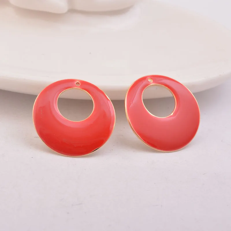 30 шт. 22 мм золотые медные Круглые Подвески с высококачественной эмалью круглые