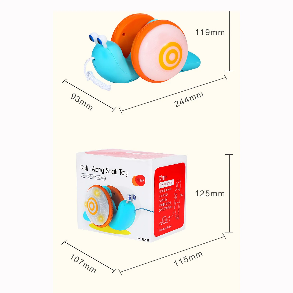 

NEW Pull String Cartoon Snail Car Toy Baby Learn To Crawl And Pull Toy With Light And Music Early Education Toys For Children