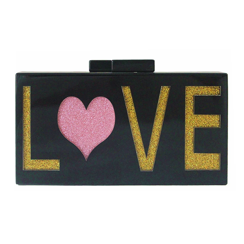 2019 золотые буквы любовь твердые черные блестящие акриловые плеча женские