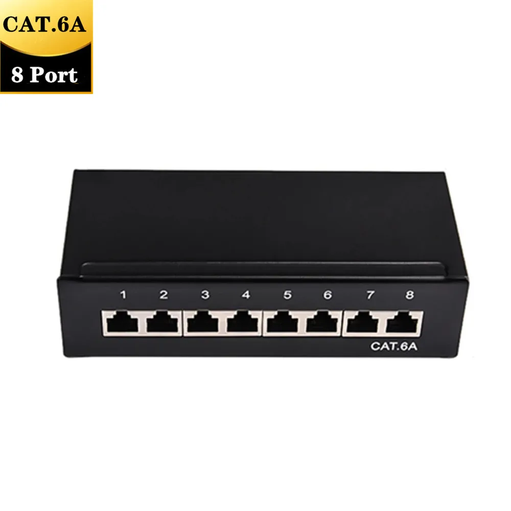 

Распределительная рамка RJ45 CAT 6A, полностью экранированная 8-портовая модульная мини-панель для настольного ПК, сетевой кабель-адаптер Keystone ...
