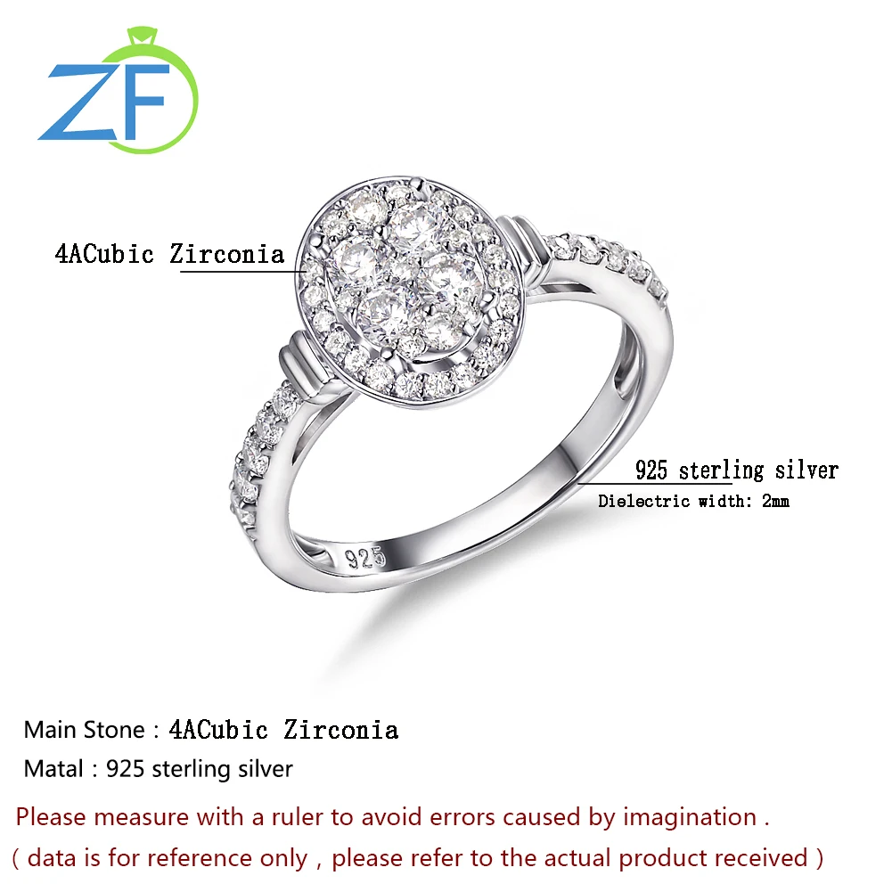 

GZ ZONGFA New Fashion Minimalist 4A CZ Ring 925 Sterling Silver Elegant Wedding Womens Rings