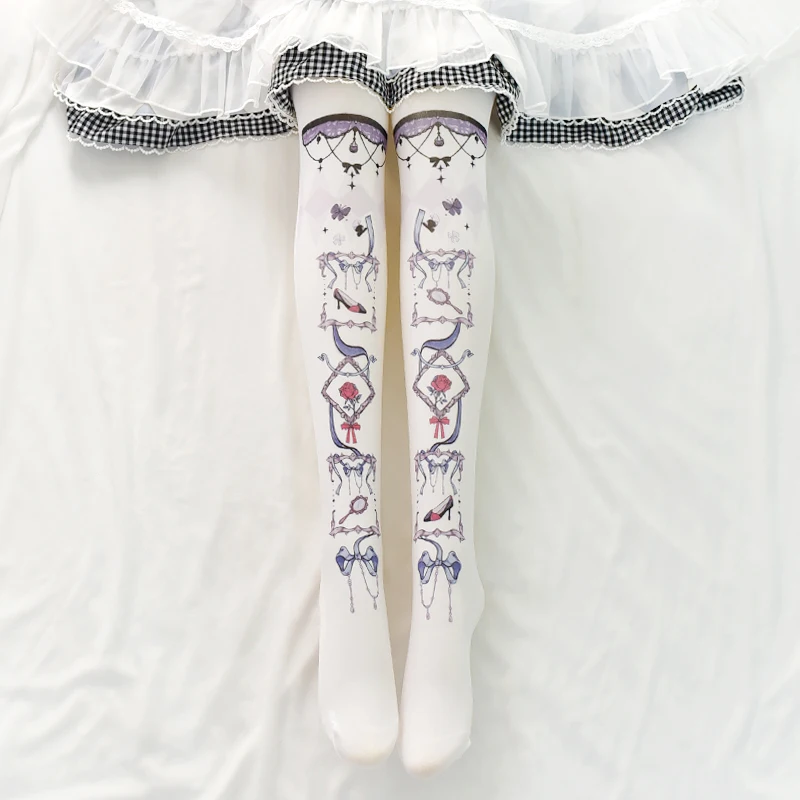 

Оригинальные чулки в стиле Лолиты, милые чулки в японском стиле, колготки Лолиты, носки с винтажным принтом