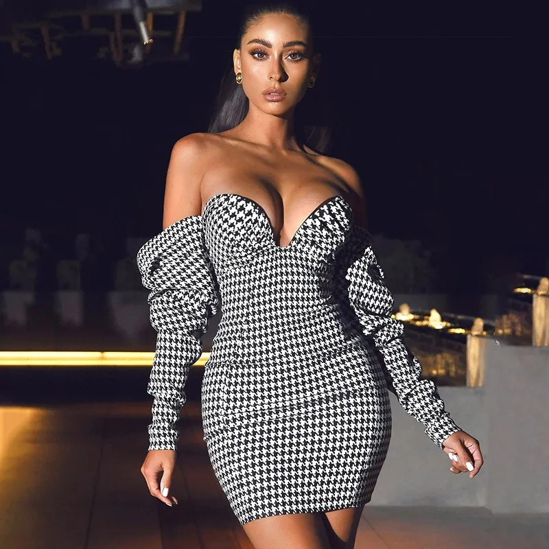 Бесплатная доставка новинка 2020 модное пикантное клубное мини платье с рисунком