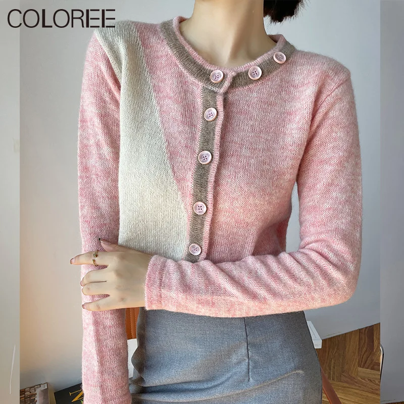 

Pink Cardigan Short Knitted Casual Vintage Loose Sweater Women 2021 Autumn Winter Korean Fashion Streetwear Coat Femme