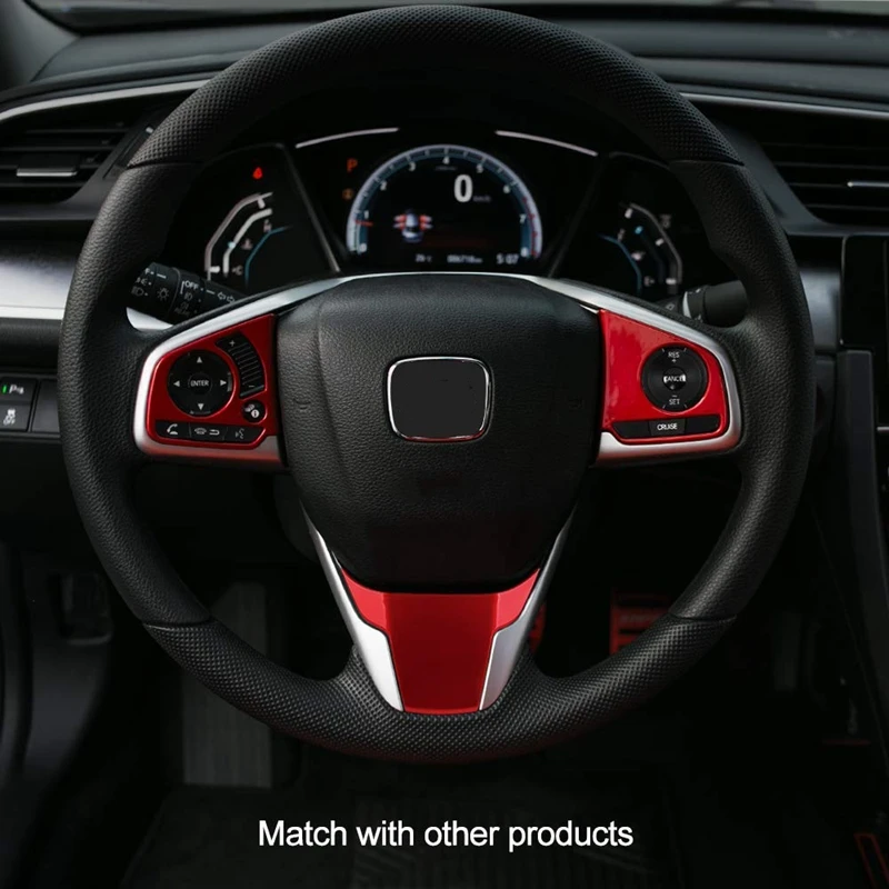 

Car Steering Wheel Cover Interior Trim Panel for 10Th Gen Honda Civic 2020 2019 2018 2017 2016 - Red