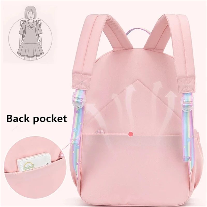 Backpack for Teenager Girls Korean Fashion Rainbow Shoulder Bag Child Waterproof School Orthopedic Satchel Kids GIRL Schoolbags