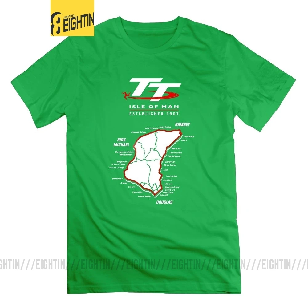 Isle Of Man TT мотоциклетные футболки мужские модные футболки с коротким рукавом из хлопка с круглым вырезом классические футболки - Цвет: Зеленый