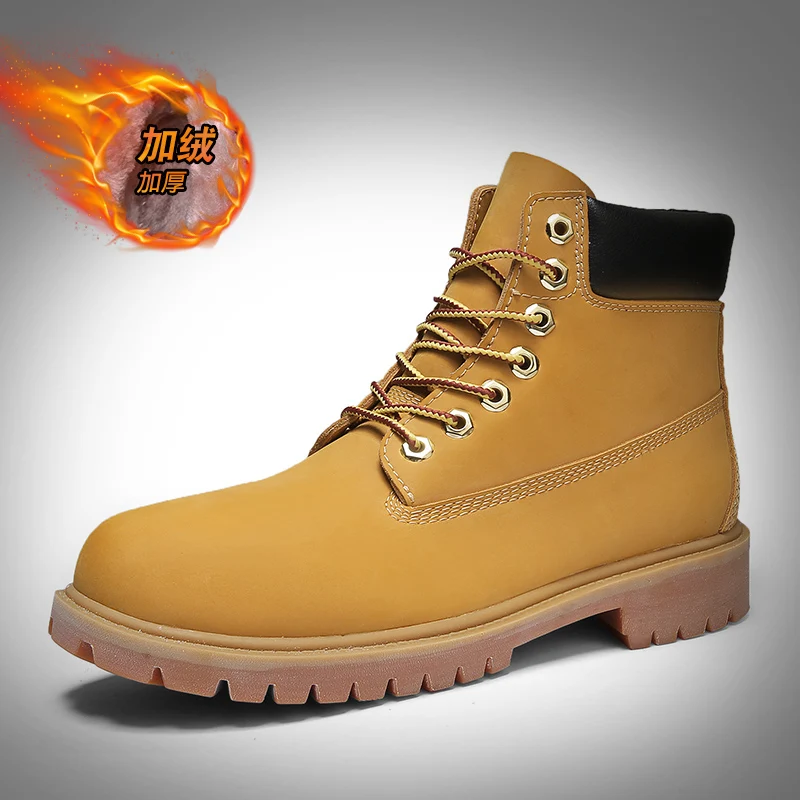 Зимние ботинки мужская обувь теплые зимние с мехом Рабочая из натуральной кожи