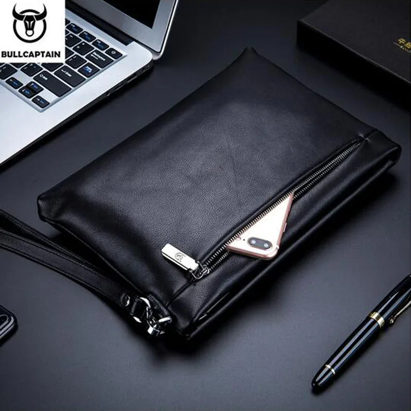 BULLCAPTAIN Unisex clutch bag wallet leather men bag Business  fashion men casual bag for  iPad Handbags Men Clutch Bag