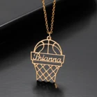 Ожерелье с именем на заказ, подвеска в виде баскетбола, персонализированные спортивные ожерелья, позолоченная нержавеющая сталь 18K для мужчин, 2021 ювелирные изделия в подарок
