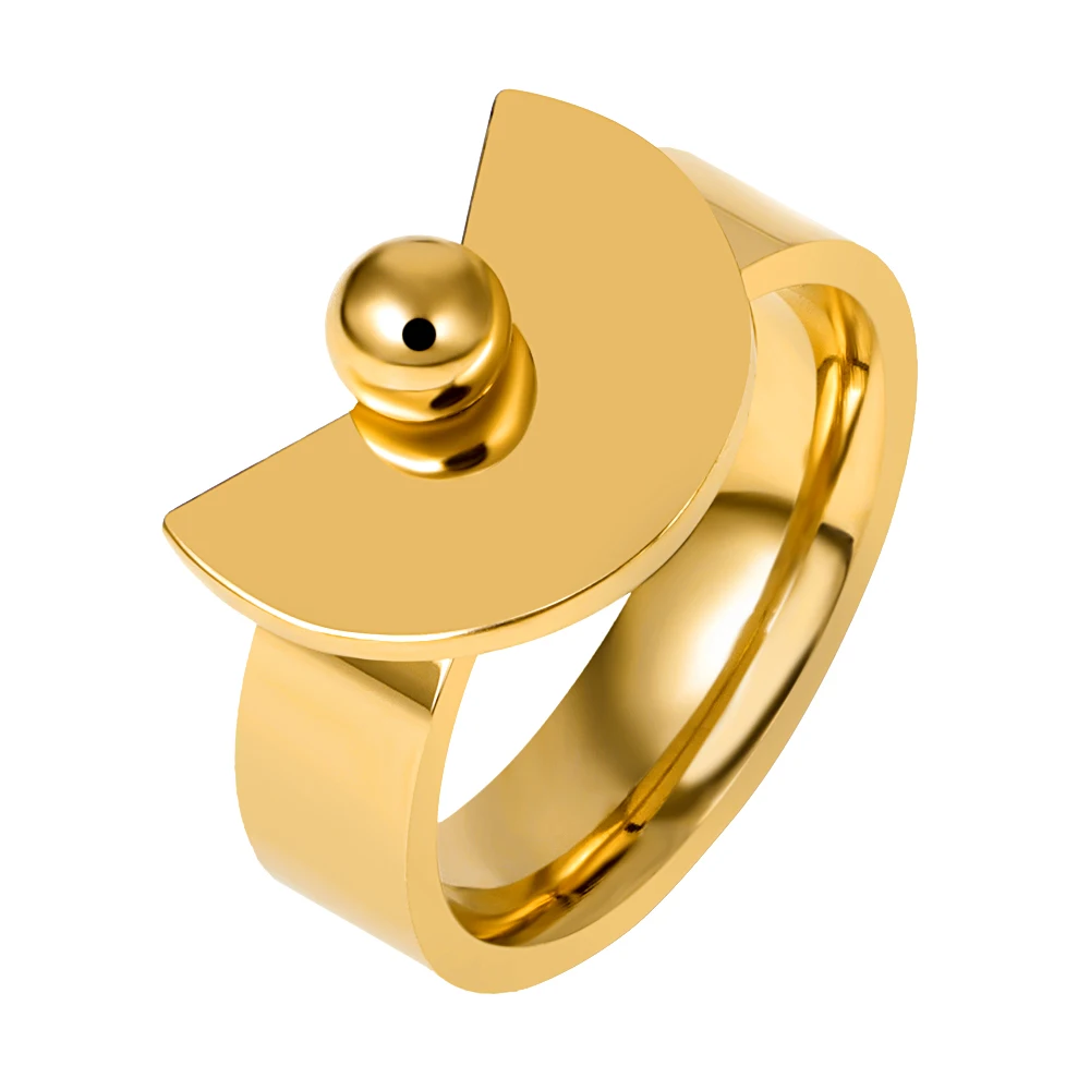 Gold Брендовое женское кольцо из нержавеющей стали с блестками, модное женское кольцо в подарок, модное женское кольцо с подвеской, ювелирные изделия для свадебной вечеринки - Цвет основного камня: Gold