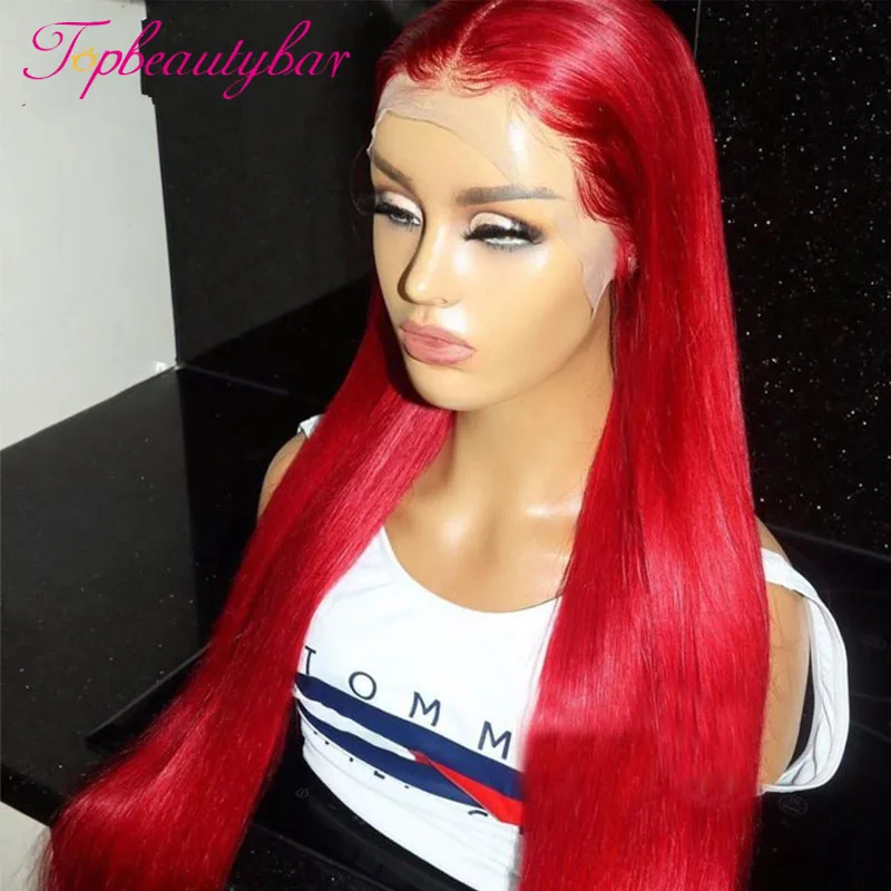 

Colored Red Lace Front Human Hair Wigs Red Straight/Wavy Remy Brazilian Human Hair Wigs For Women Preplucked Lace Front Wig