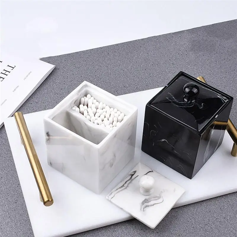 Ватные тампоны из смолы с мраморным рисунком коробка для ватных тампонов чехол